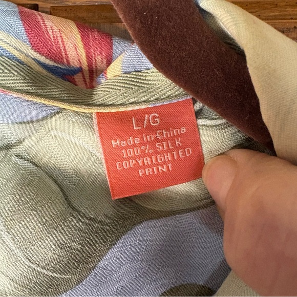 Tommy Bahama Button Shirt Multi Color Floral Bird Of Paradise 100% Silk Large - Picture 5 of 6